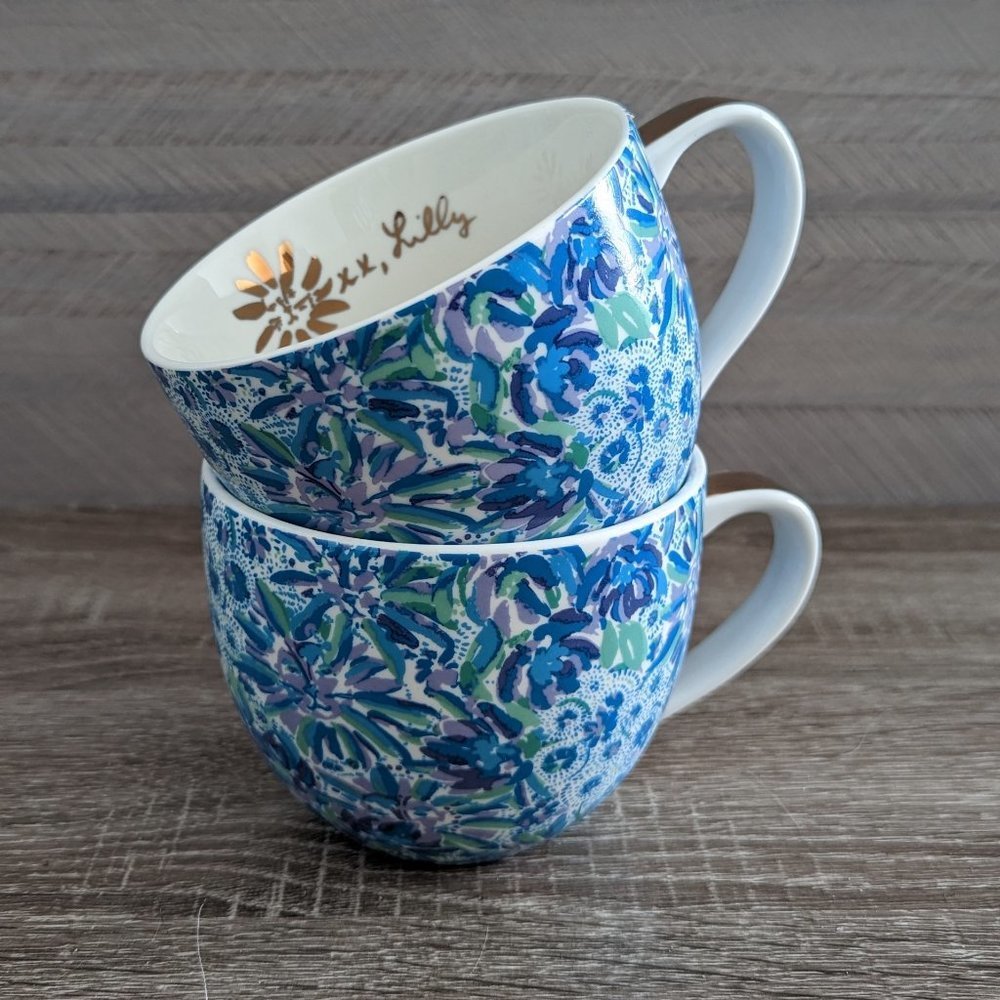 LILLY Pulitzer "High Maintenance" Set of 2 Ceramic Mugs